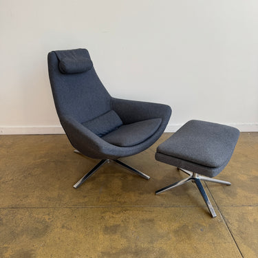 B&B Italia Metropolitan Lounge Chair & Ottoman With Headrest by Jeffrey Bernett