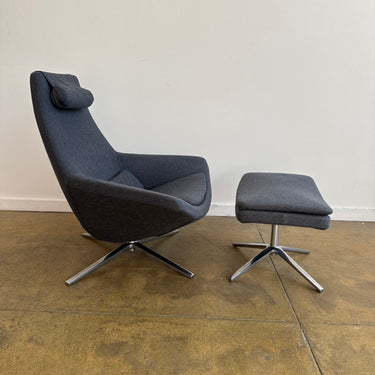 B&B Italia Metropolitan Lounge Chair & Ottoman With Headrest by Jeffrey Bernett