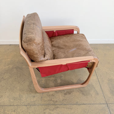 Sossego Pitu Leather Chaise Lounge Chair