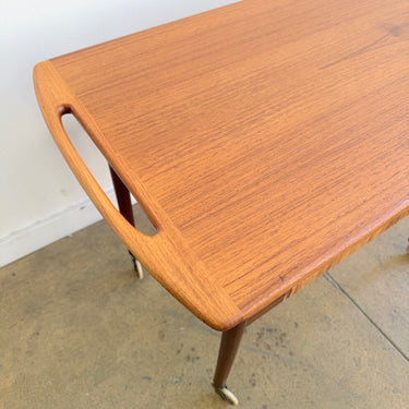 Danish Modern Anton Kildeberg Teak Rattan Trolley (Refinished)