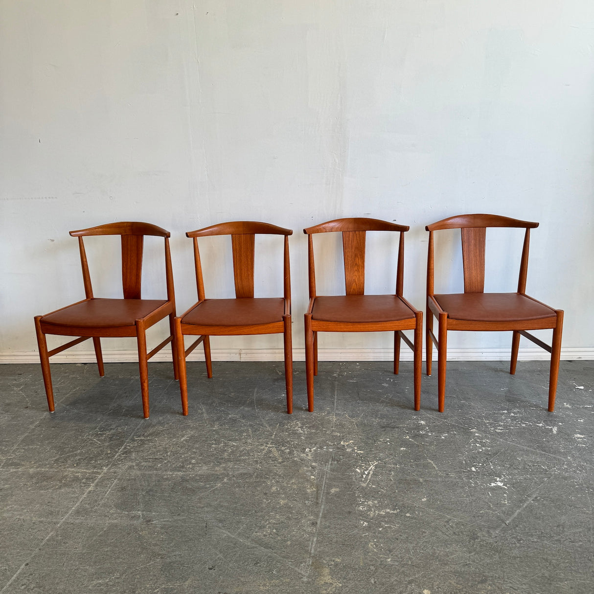 Set of 4 Dyrlund Danish modern teak dining chairs