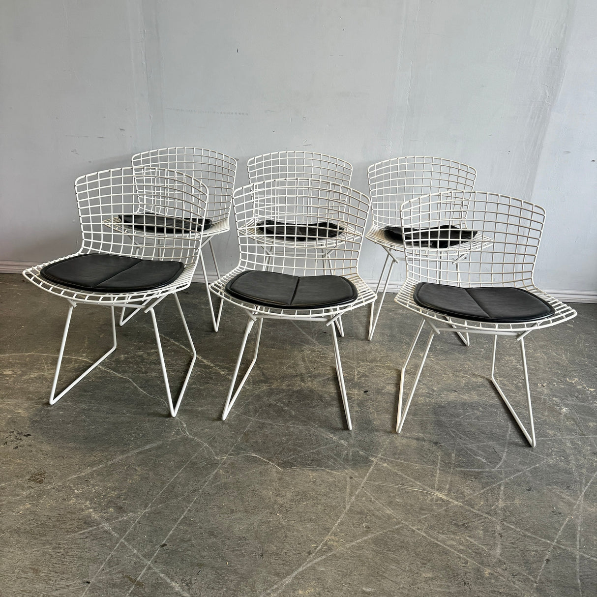 Authentic! Knoll Bertoia Side chairs with leather pad (Set of 6)