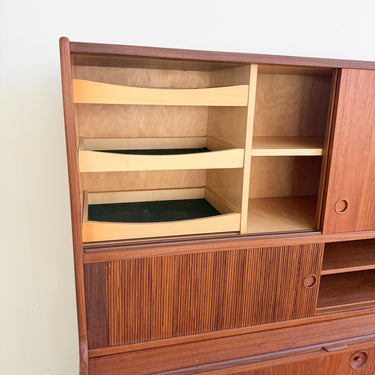 Danish Modern Johannes Andersen teak high sideboard with Secretary Desk