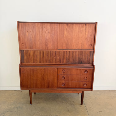 Danish Modern Johannes Andersen teak high sideboard with Secretary Desk