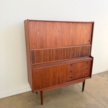 Danish Modern Johannes Andersen teak high sideboard with Secretary Desk
