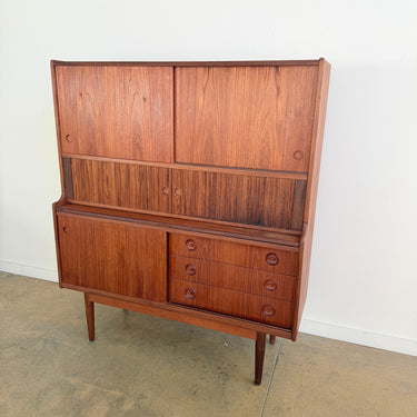 Danish Modern Johannes Andersen teak high sideboard with Secretary Desk