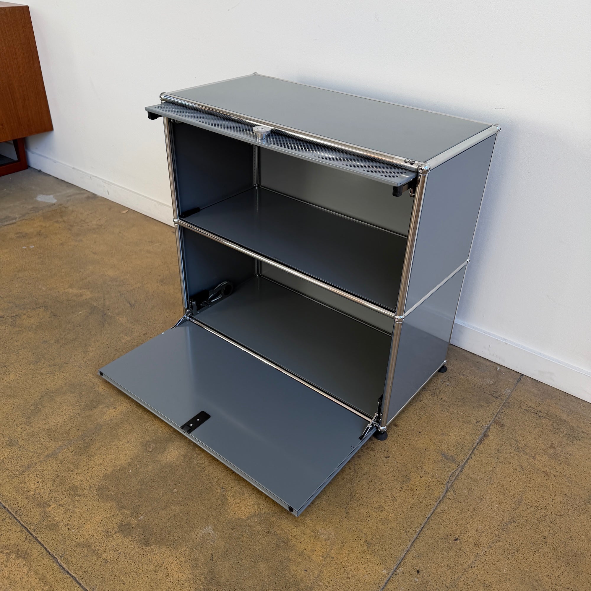 USM Haller Half Credenza with Perforated Flip up Door - Mid Grey USM Haller Half Credenza with Perforated Flip up Door - Mid Grey