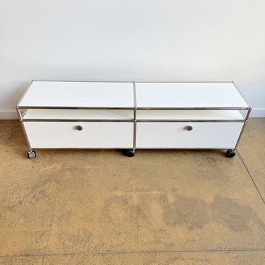 USM Haller Low Media Console on Casters - Pure White