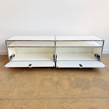 USM Haller Low Media Console on Casters - Pure White