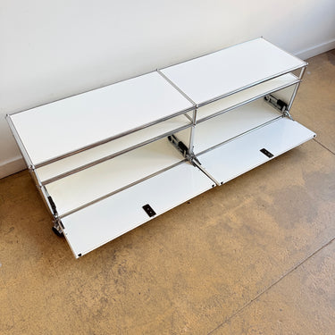 USM Haller Low Media Console on Casters - Pure White