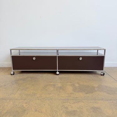 USM Haller Low Media Console on Casters - Brown
