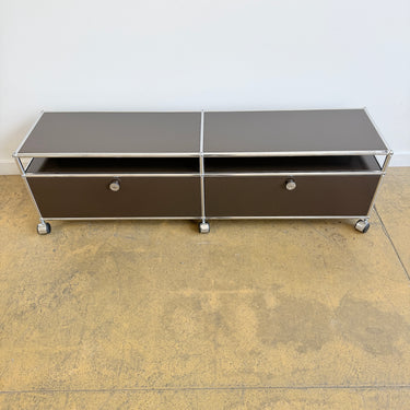 USM Haller Low Media Console on Casters - Brown