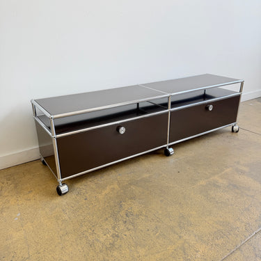 USM Haller Low Media Console on Casters - Brown