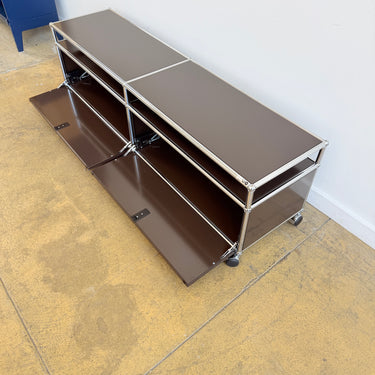 USM Haller Low Media Console on Casters - Brown