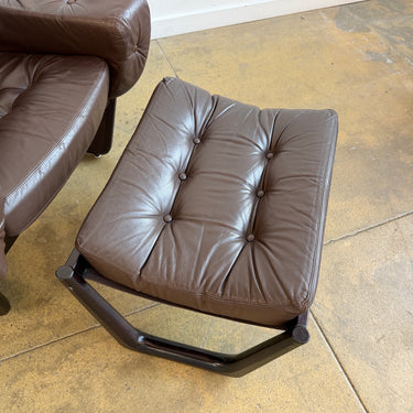 Vintage Vad trevare fabrikk Armchair & Footstool, Norway