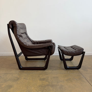 Vintage Vad trevare fabrikk Armchair & Footstool, Norway