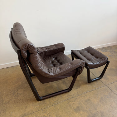 Vintage Vad trevare fabrikk Armchair & Footstool, Norway