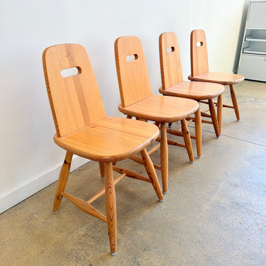 Rare! Eero Aarnio “Pirtti” Foldable Solid Pinewood Dining Chairs for Laukaan Puu