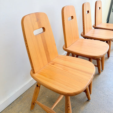 Rare! Eero Aarnio “Pirtti” Foldable Solid Pinewood Dining Chairs for Laukaan Puu