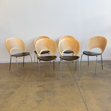 Nanna Ditzel Iconic Trinidad Leather Upholstered "6 Dining Chairs" by Fredericia