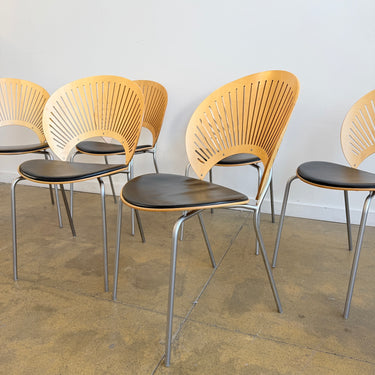 Nanna Ditzel Iconic Trinidad Leather Upholstered "6 Dining Chairs" by Fredericia