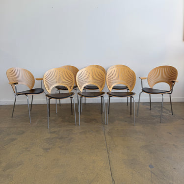 Nanna Ditzel Iconic Trinidad Leather Upholstered "8 Dining Chairs" by Fredericia