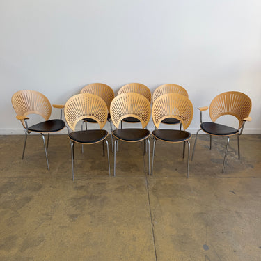 Nanna Ditzel Iconic Trinidad Leather Upholstered "8 Dining Chairs" by Fredericia