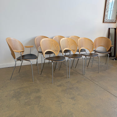 Nanna Ditzel Iconic Trinidad Leather Upholstered "8 Dining Chairs" by Fredericia