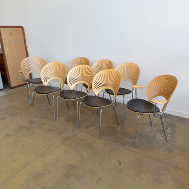 Nanna Ditzel Iconic Trinidad Leather Upholstered "8 Dining Chairs" by Fredericia