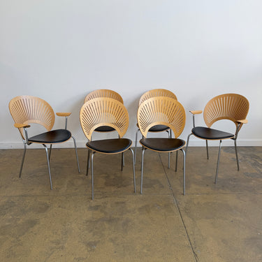 Nanna Ditzel Iconic Trinidad Leather Upholstered "8 Dining Chairs" by Fredericia