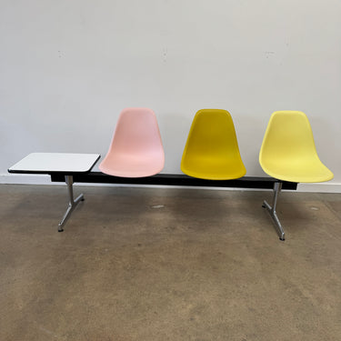 Rare! Eames Aluminum Tandem 3 Seater Bench + Table by Vitra