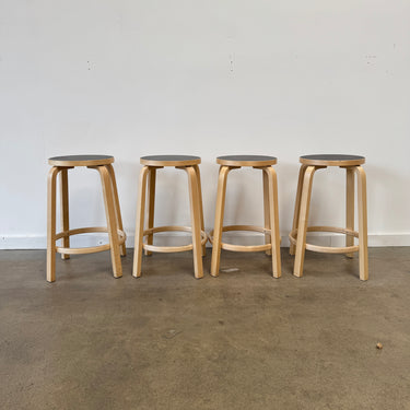 Artek Alvar Aalto set of Counter Stools 64 (Black Laminate