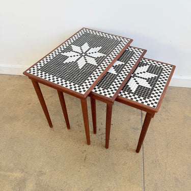 Danish Modern Teak Mosaic Nesting Tables, 1960s