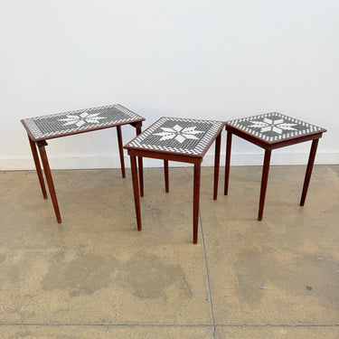 Danish Modern Teak Mosaic Nesting Tables, 1960s