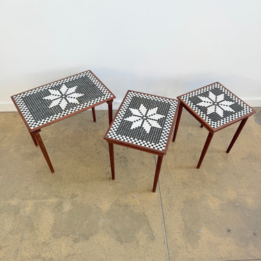 Danish Modern Teak Mosaic Nesting Tables, 1960s