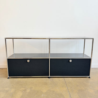 USM Haller 2X2 Media Console with Perforated Doors - Graphite Black