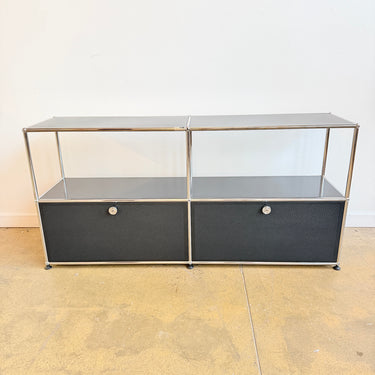 USM Haller 2X2 Media Console with Perforated Doors - Graphite Black
