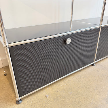 USM Haller 2X2 Media Console with Perforated Doors - Graphite Black