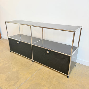 USM Haller 2X2 Media Console with Perforated Doors - Graphite Black