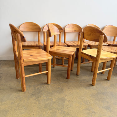 Vintage Rainer Daumiller Style Solid Pine 6 Dining Chairs, 1970s