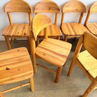 Vintage Rainer Daumiller Style Solid Pine 6 Dining Chairs, 1970s