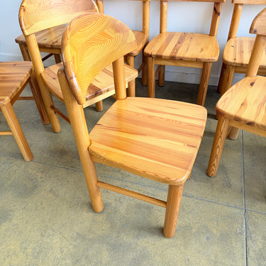 Vintage Rainer Daumiller Style Solid Pine 6 Dining Chairs, 1970s