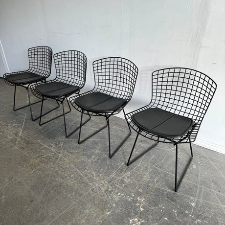 Authentic! Knoll Bertoia Side chairs with leather pad (Set of 4)