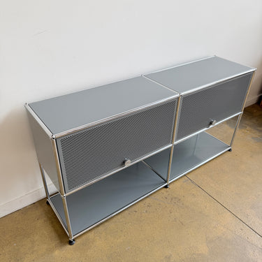 USM Haller 2X2 Flip-up Perforated Doors - Mid Grey