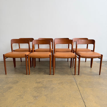 Danish Modern Moller 75 Leather Dining Chairs - Set of 8