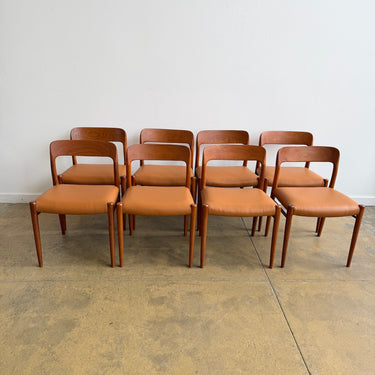 Danish Modern Moller 75 Leather Dining Chairs - Set of 8