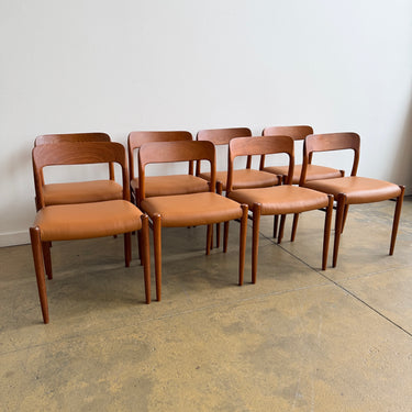 Danish Modern Moller 75 Leather Dining Chairs - Set of 8