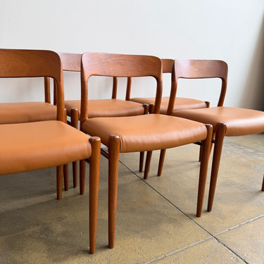 Danish Modern Moller 75 Leather Dining Chairs - Set of 8