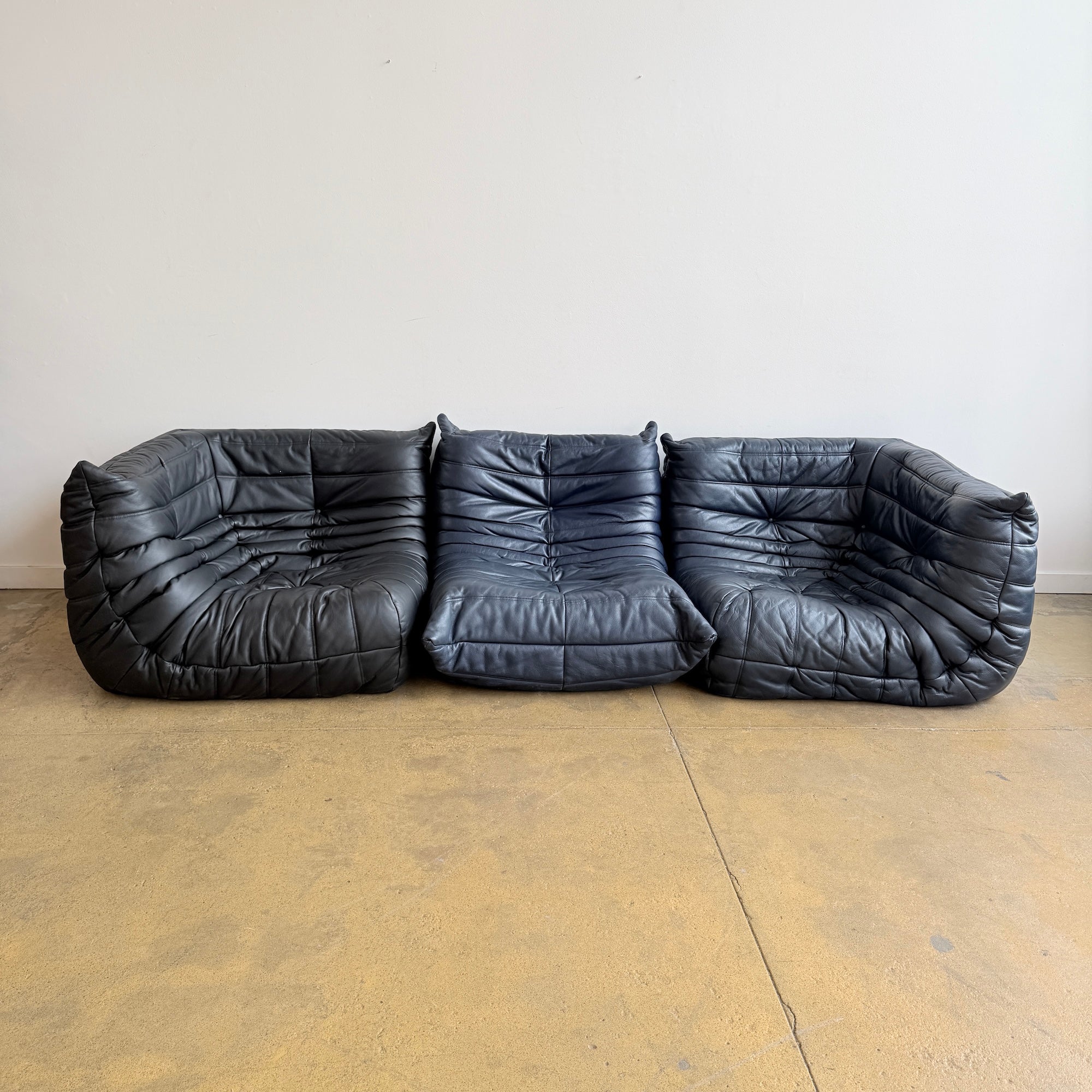 Authentic! Ligne Roset 3 Piece Modular Leather Togo Sofa Set