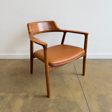 Maruni Hiroshima Walnut Spinnybeck Leather Lounge Chair by Naoto Fukasawa